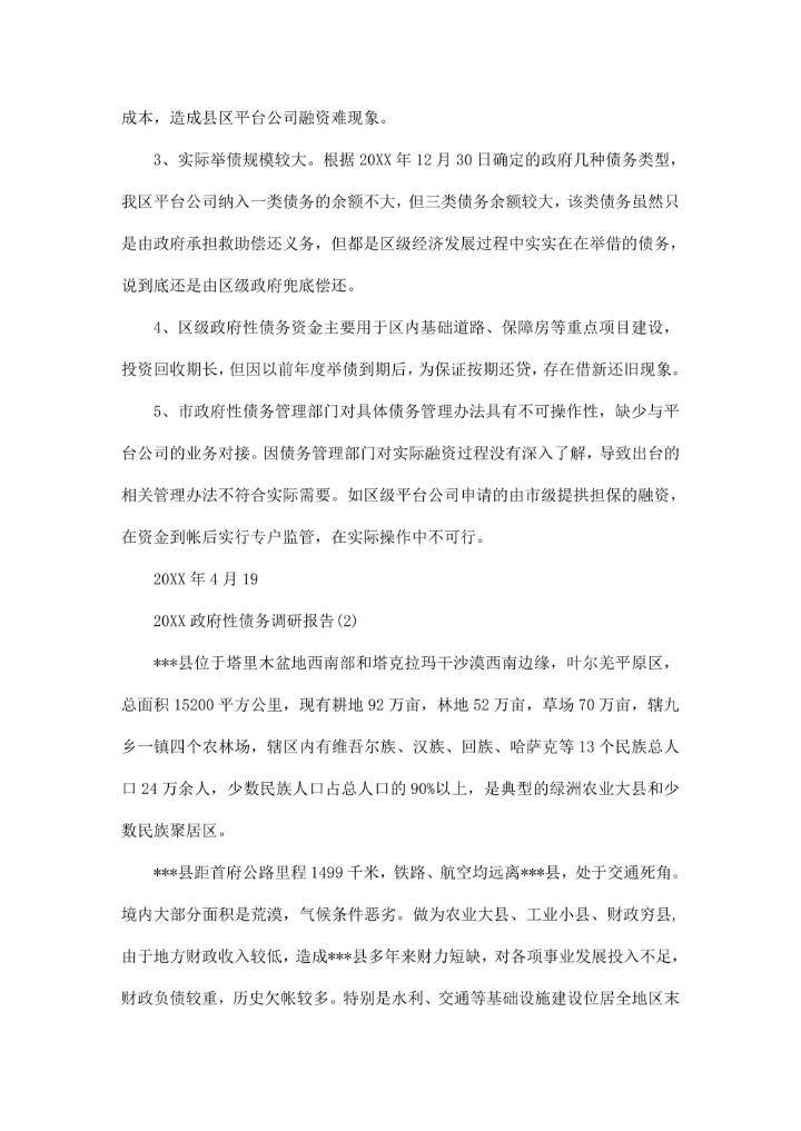 政府性债务调研报告