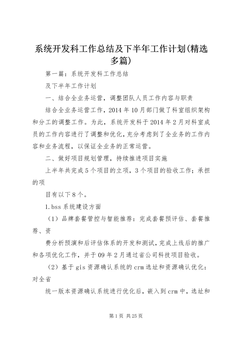 系统开发科工作总结及下半年工作计划(精选多篇).docx