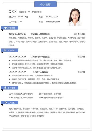 护士护理类求职简历实用