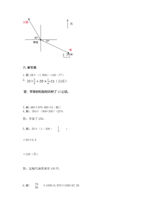 人教版六年级上册数学期末测试卷带答案（预热题）.docx