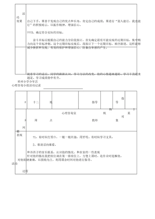 心理咨询活动记录