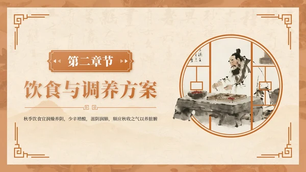 棕色中国风秋季养生讲座PPT模板