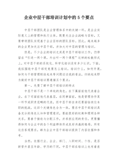 企业中层干部培训计划中的5个要点.docx