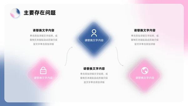 蓝色红色简约毛玻璃工作总结PPT模板