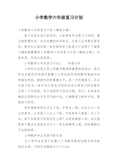 小学数学六年级复习计划.docx