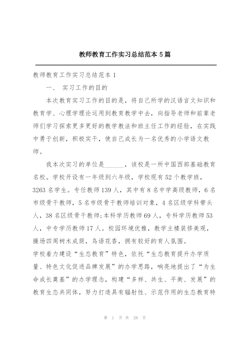 教师教育工作实习总结范本5篇.docx