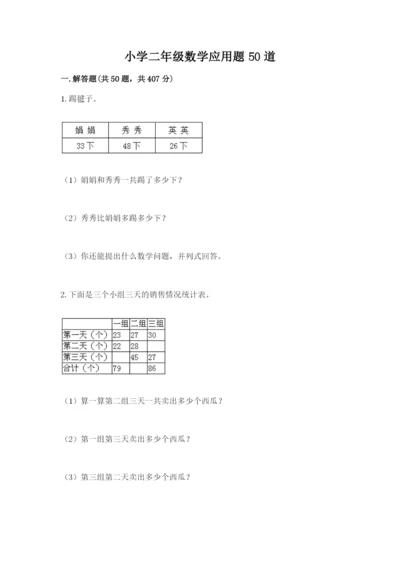 小学二年级数学应用题50道（精练）.docx