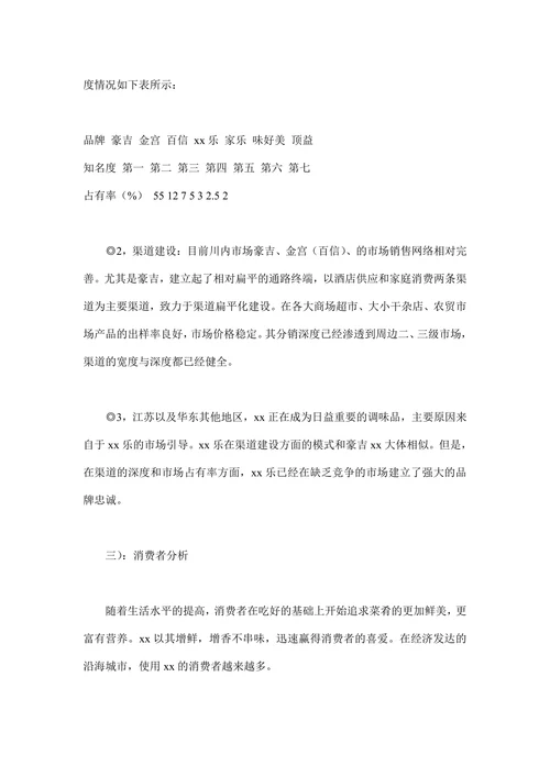 xx行业市场调查报告