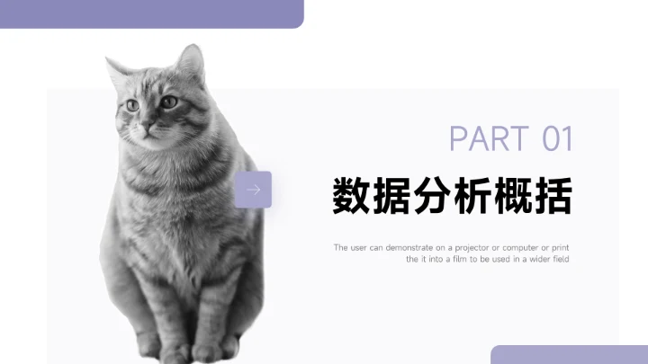 紫色简洁宠物业简约数据报告PPT模板