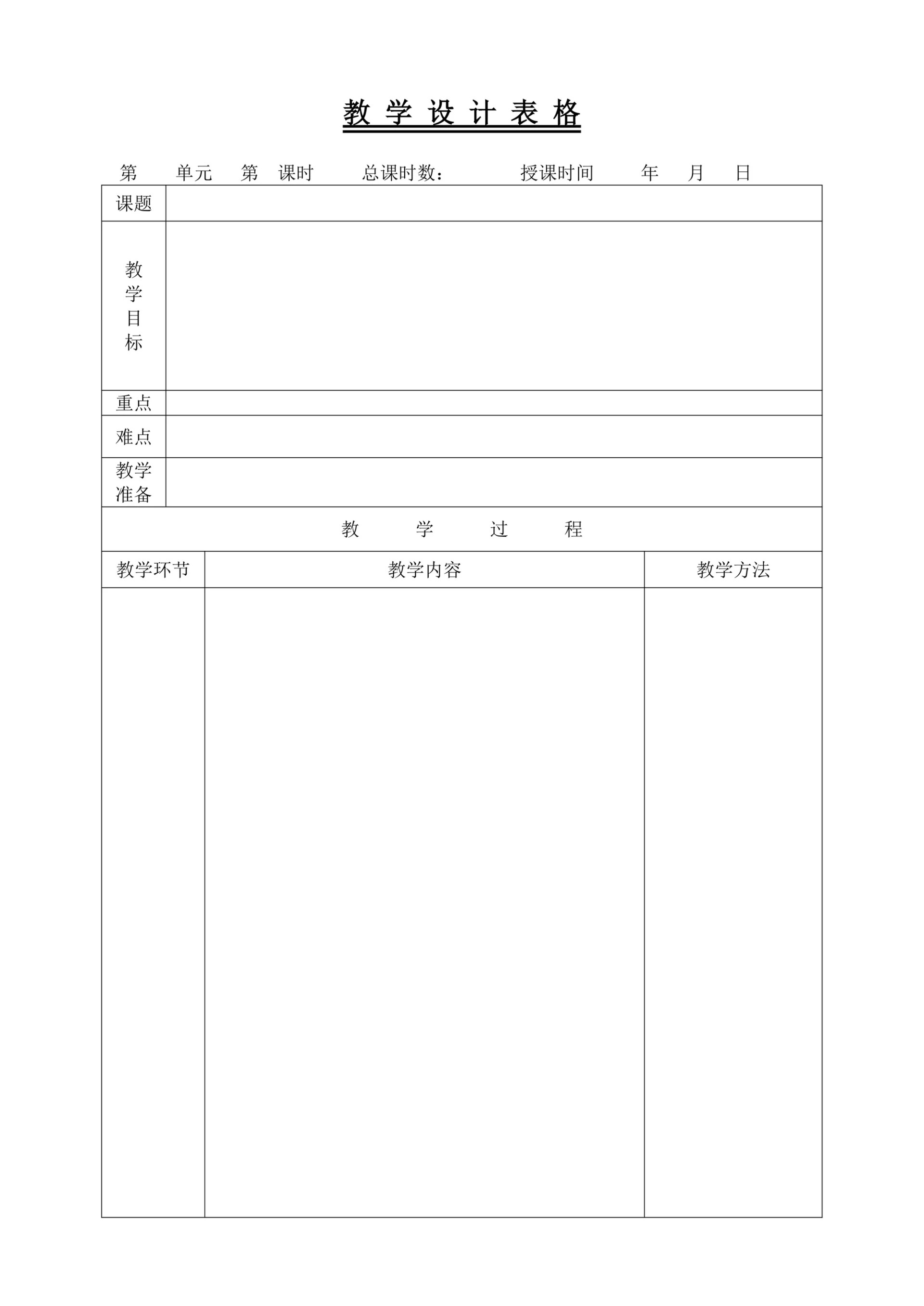教学设计表格模板