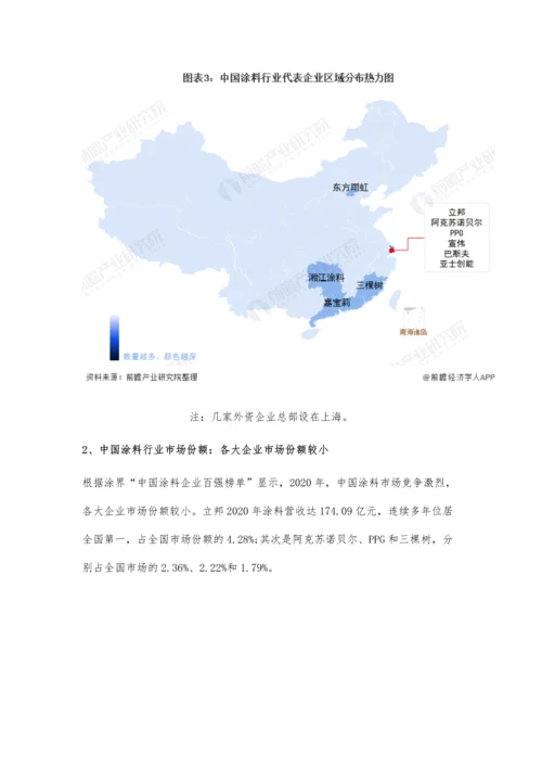 中国涂料行业竞争格局及市场份额分析-市场竞争激烈且集中度较低.docx