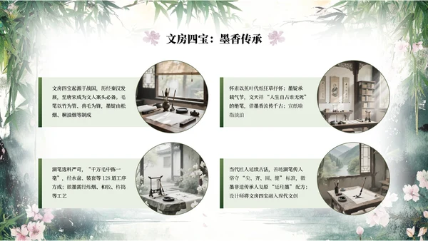 绿色系中式水墨风浮光吟PPT模板