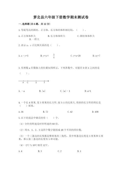 萝北县六年级下册数学期末测试卷加精品答案.docx