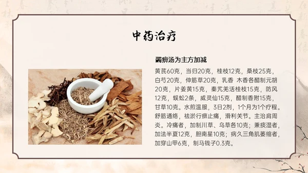 水墨笔刷实拍肩周炎中医护理ppt