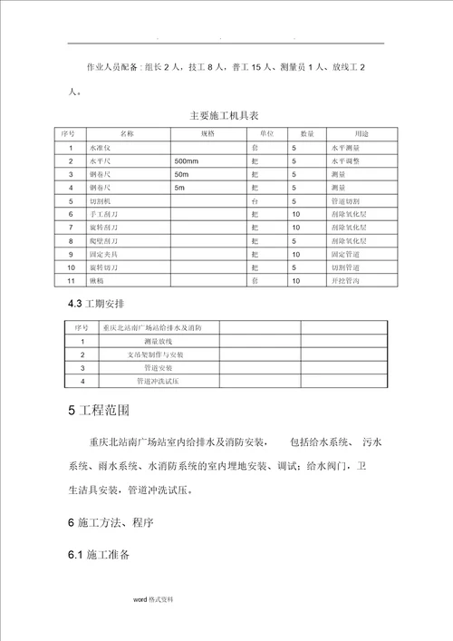 地铁机电给排水和消防工程施工设计方案