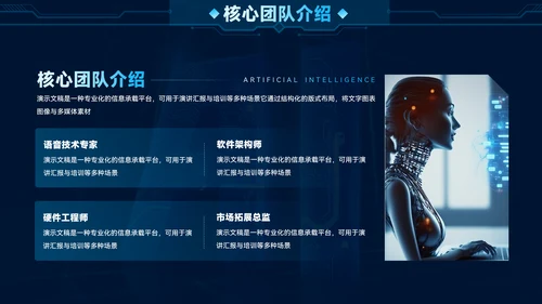 科技风蓝色AI人工智能商业计划书PPT模板
