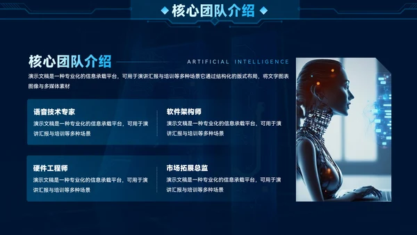 科技风蓝色AI人工智能商业计划书PPT模板