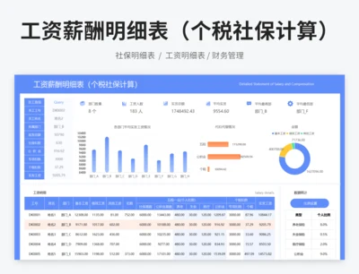 工资薪酬明细表（个税社保计算)