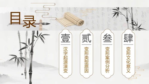 灰色中国风汉字演变PPT