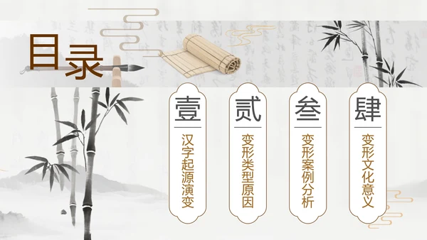 灰色中国风汉字演变PPT