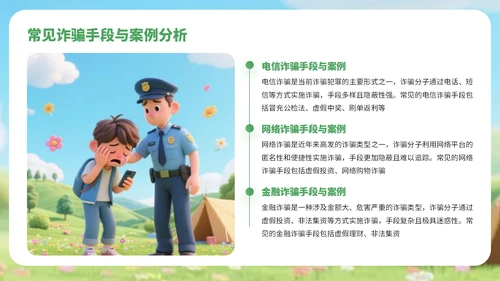 绿色3D风反对电信诈骗知识宣传PPT