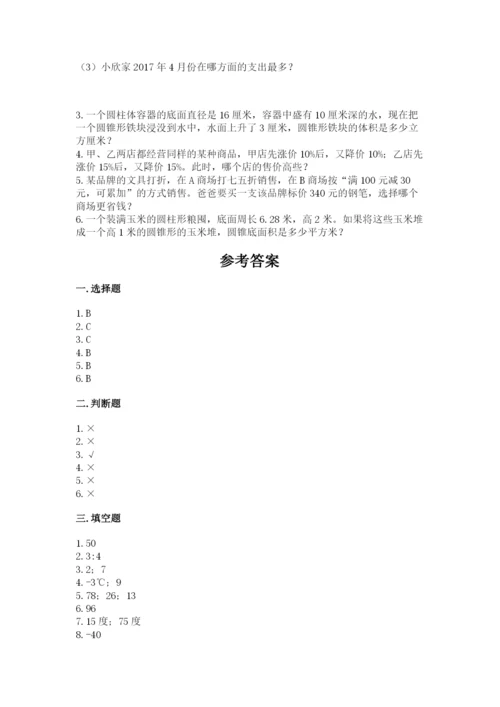 小学六年级下册数学期末卷带答案（名师推荐）.docx