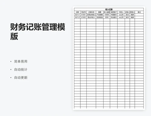 财务记账管理模版