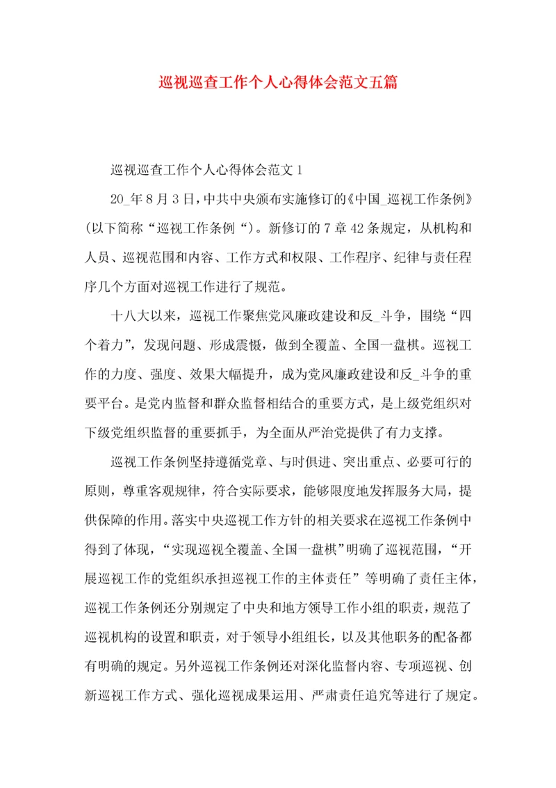 巡视巡查工作个人心得体会范文五篇.docx