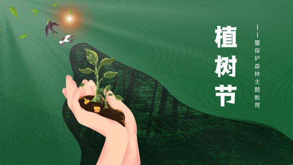 植树节认识森林保护森林主题教育通用PPT模板