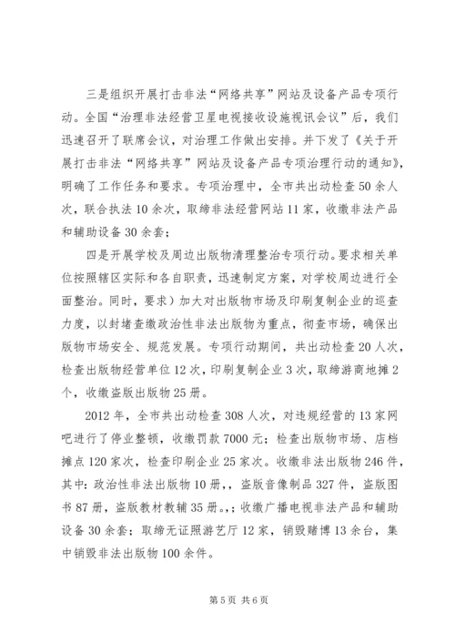 县文广新局执法大队工作报告.docx