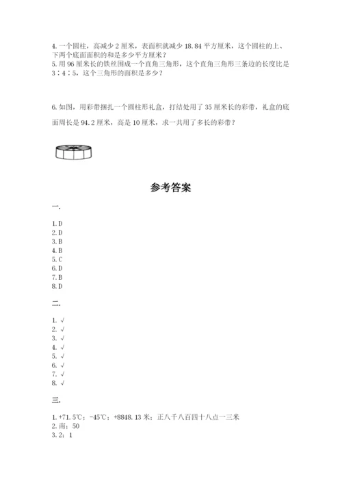 人教版六年级数学小升初试卷附答案【实用】.docx