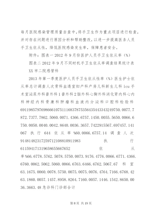 XX年第一季度医务人员手卫生依从性及正确率调查结果分析.docx