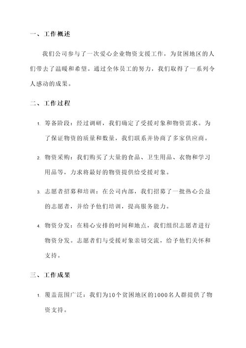 爱心企业物资支援工作汇报