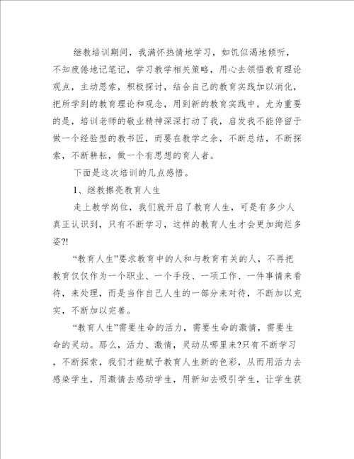 个人继续教育研修总结三篇