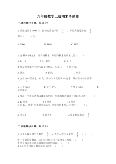六年级数学上册期末考试卷1套.docx