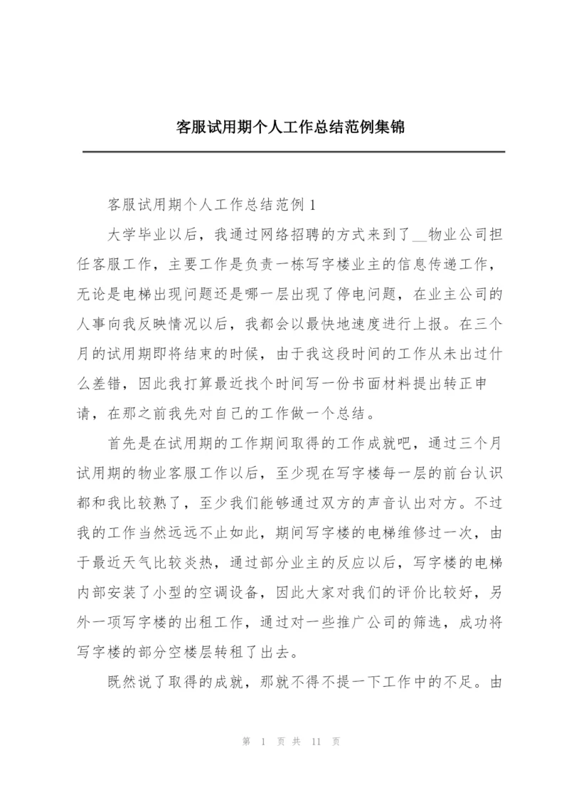 客服试用期个人工作总结范例集锦.docx