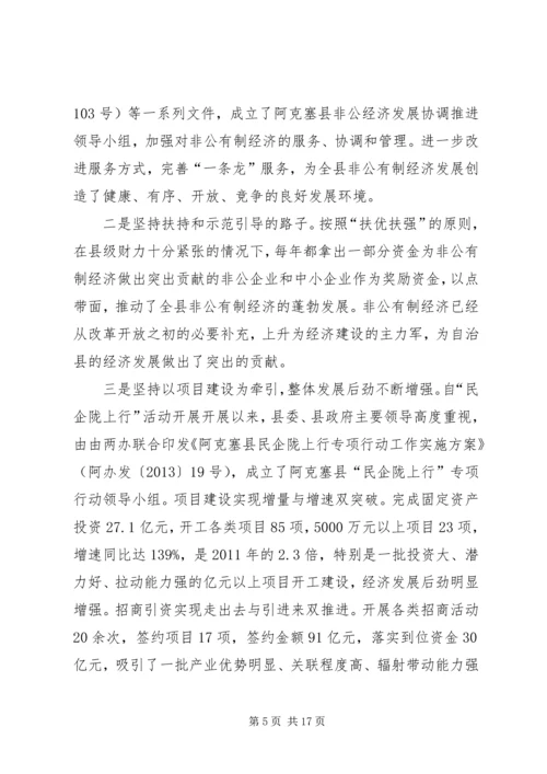 县非公有制经济发展情况自查汇报.docx