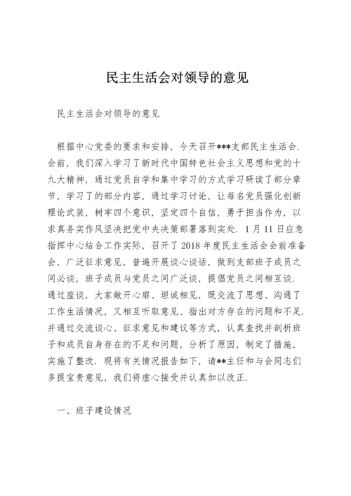 民主生活会对领导的意见.docx