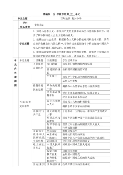【大单元教学设计】统编版五年级下册道德与法治 第三单元备课教案