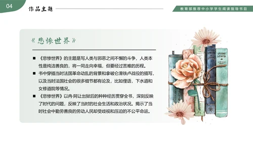 《悲惨世界》读书分享名著导读PPT模板