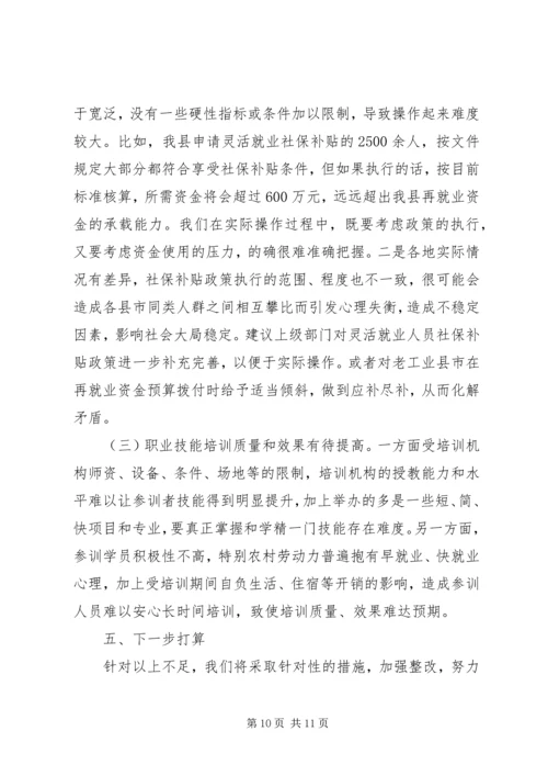 县就业专项资金使用管理情况自查报告.docx