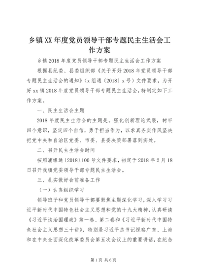 乡镇某年度党员领导干部专题民主生活会工作方案.docx