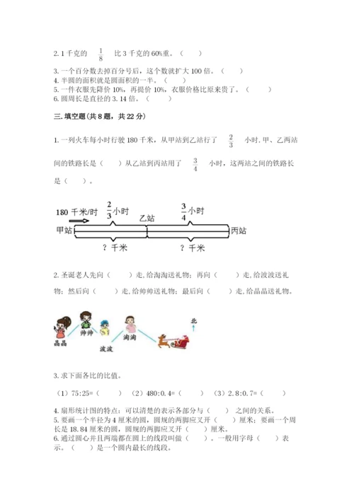 小学数学六年级上册期末测试卷附答案（模拟题）.docx