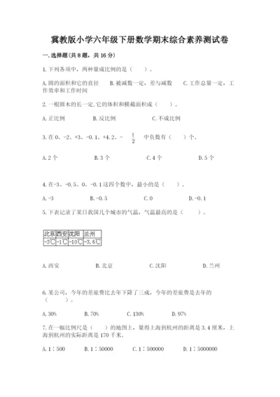 冀教版小学六年级下册数学期末综合素养测试卷附答案【夺分金卷】.docx