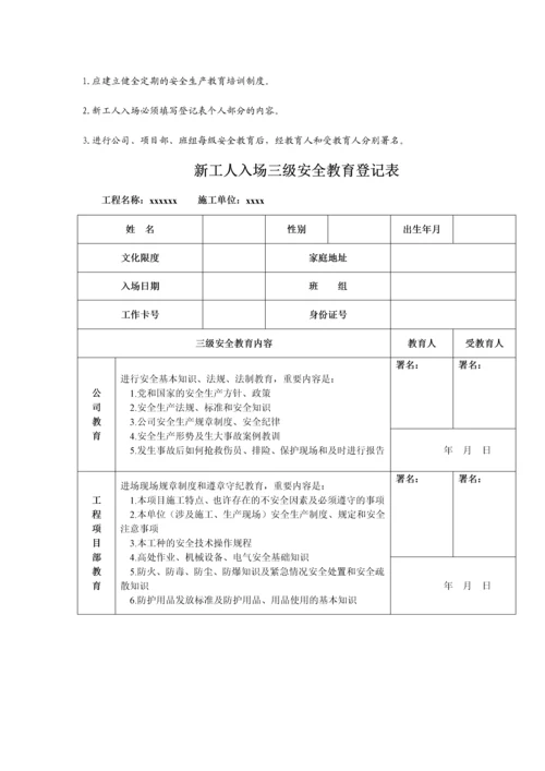 建筑企业三级安全教育记录及表格.docx