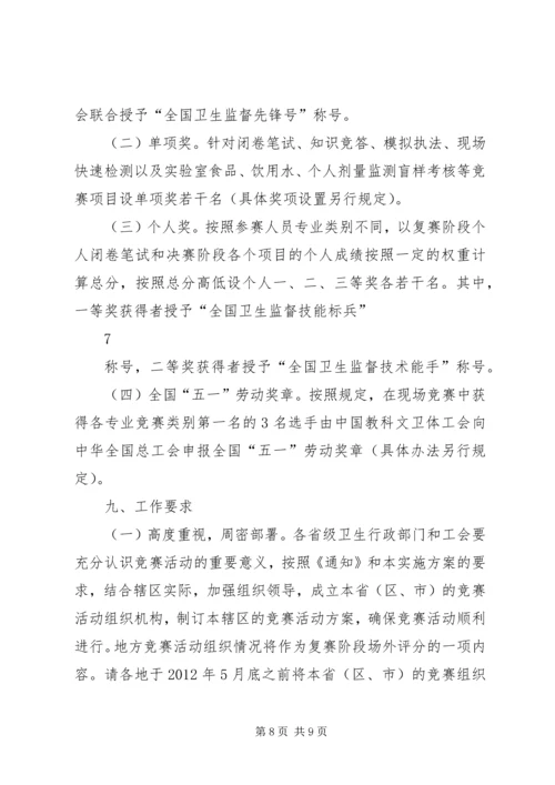 首届全国卫生监督技能竞赛活动实施方案.docx