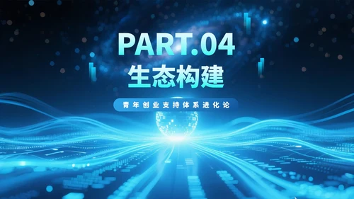 蓝色渐变科技风大学生创新创业PPT模板