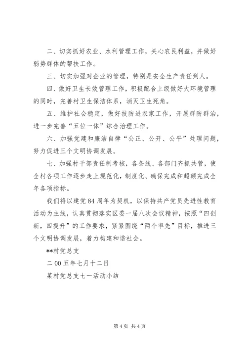 某村党总支七一活动小结精编.docx