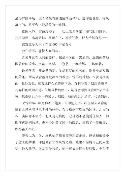 2022年我发现冬天来了作文600字左右
