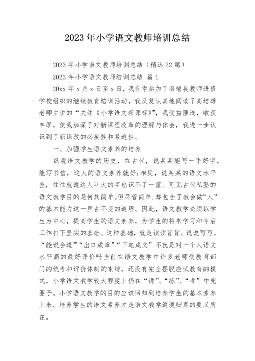 2023年小学语文教师培训总结.docx